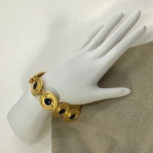 Vintage 80s 90s Brushed Gold Circle Bracelet